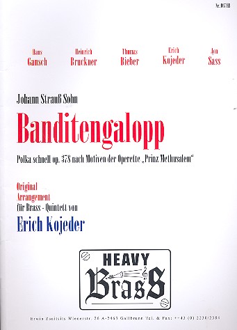 Banditengalopp op.378 für 2 Trompeten,  Posaune, Horn und Tuba  Partitur und Stimmen