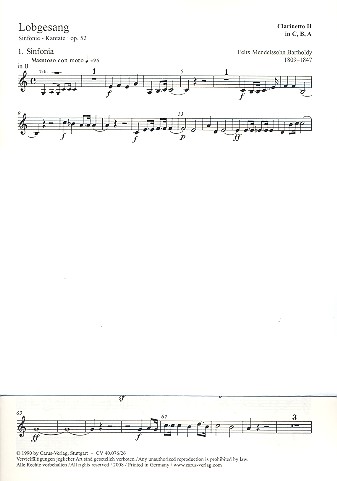 Lobgesang op.52 für Klarinette 2&nbsp;&nbsp;&nbsp;&nbsp;
