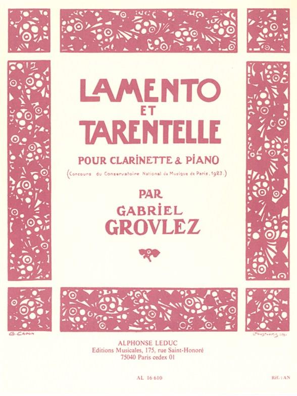Lamento et Tarentelle pour clarinette  et piano  