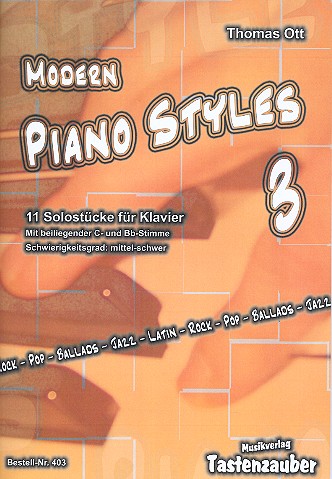 Modern Piano Styles Band 3 für Klavier,  C-Instrument und Bb-Instrument  Partitur und Stimmen