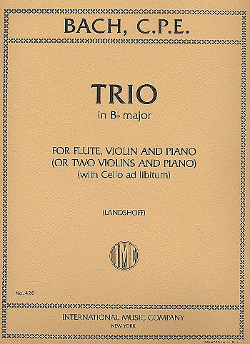 Trio B-Dur  für Flöte, Violine und Klavier (2 Violinen und Klavier) (Violoncello a  Stimmen