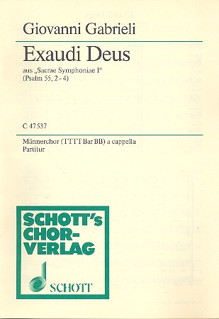 Exaudi Deus&nbsp;&nbsp;für Männerchor (TTTTBarBB)&nbsp;&nbsp;Chorpartitur