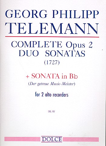Complete Duo Sonatas op.2 and  Sonata B flat major for 2 alto  recorders,   score