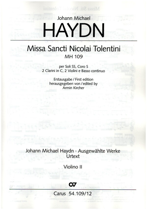 Missa Sancti Nicolai Tolentini MH109  für Soli, Frauenchor und Instrumente  Violine 2