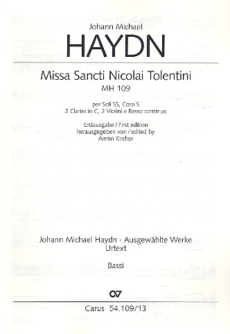 Missa Sancti Nicolai Tolentini MH109  für Soli, Frauenchor und Instrumente  Violoncello/Kontrabass