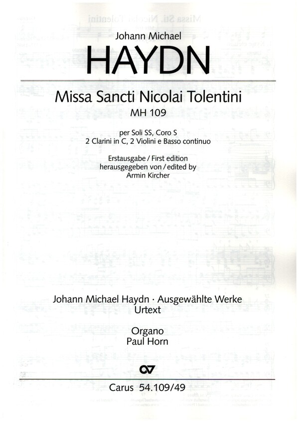 Missa Sancti Nicolai Tolentini MH109  für Soli, Frauenchor und Instrumente  Orgel