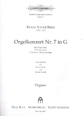 Konzert G-Dur Nr.7  für Orgel und Orchester  Orgelstimme
