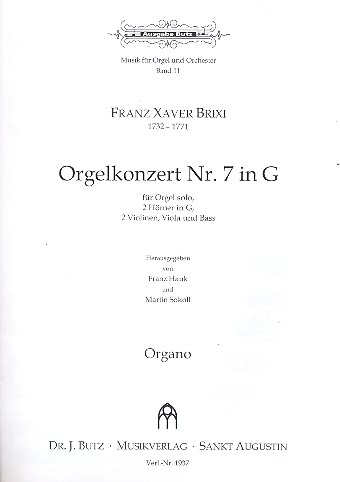 Konzert G-Dur Nr.7  für Orgel und Orchester  Orgelstimme