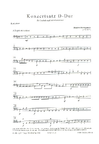 Konzertsatz D-Dur für Cembalo und  Streichorchester  Kontrabass