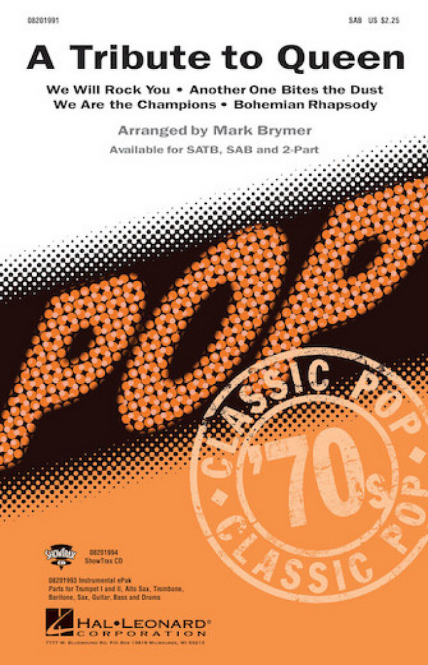 A Tribute to Queen 4 songs for 3-part&nbsp;&nbsp;mixed chorus (SAB)  and piano&nbsp;&nbsp;score