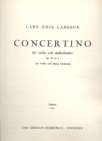 Concertino op.45,8 for violin and  orchestra score  