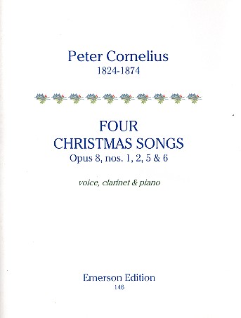 4 Christmas Songs op.8 nos.1,2,5,6  for voice, clarinet and piano (en/dt)  