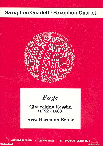 Fuge für 4 Saxophone (SATBar),  Kontrabass (E-Bass), Schlagzeug ad lib  Partitur+Stimmen