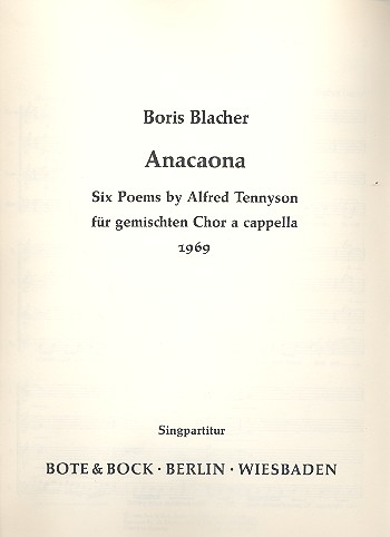 Anacaona  für gem Chor a cappella  Partitur