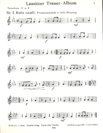 Lausitzer Traueralbum für Blasorchester&nbsp;&nbsp;Tenorhorn 3&nbsp;&nbsp;
