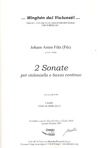2 Sonaten für Violoncello und Bc  Partitur und Stimmen (Bc nicht ausgesetzt)  