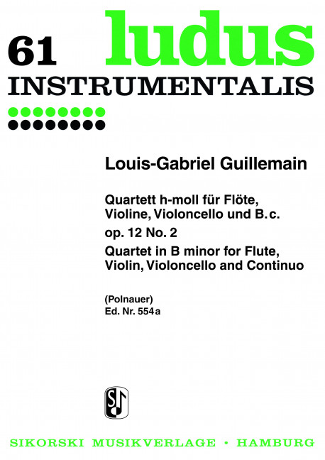 Quartett h-Moll op.12,2 für Flöte, Violine,  Violoncello und Bc  Stimmen