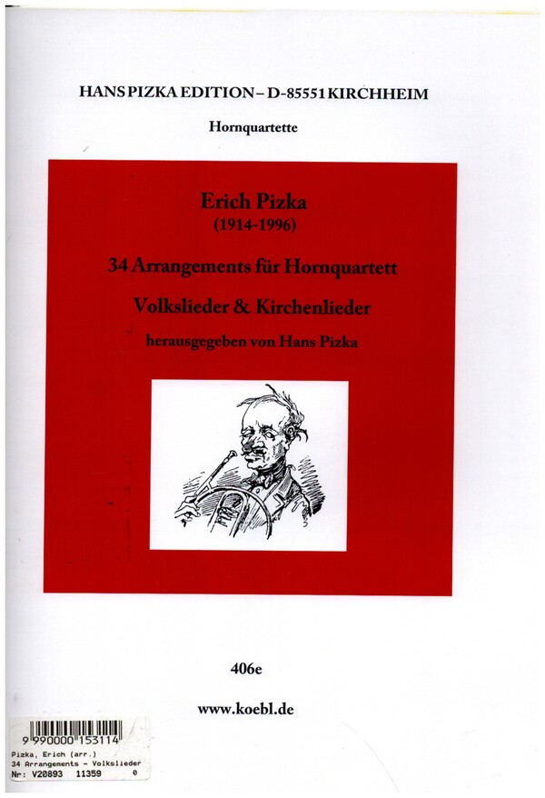 34 Arrangements für 4 Hörner  Partitur und Stimmen24  