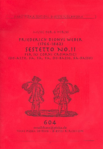 Sextett Nr.2 für 6 Hörner in  C, F, F, F, C-Bass und F-Bass  Partitur und Stimmen