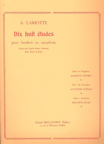 18 Études&nbsp;&nbsp;pour hautbois (saxophone)&nbsp;&nbsp;