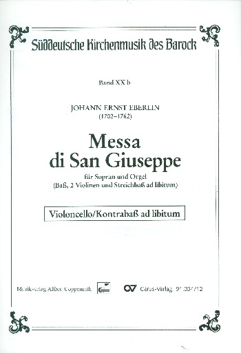 Messa di San Giuseppe  für Sopran und Orgel (Streicher ad lib)  Violoncello/Kontrabass