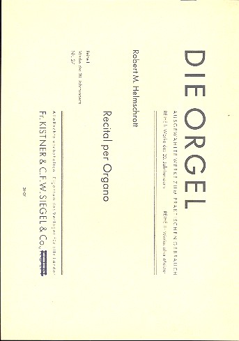 Recital&nbsp;&nbsp;für Orgel&nbsp;&nbsp;