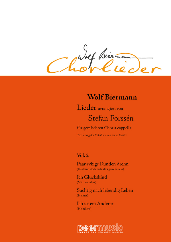 Wolf-Biermann-Chorlieder Band 2  für gem Chor a cappella  Partitur