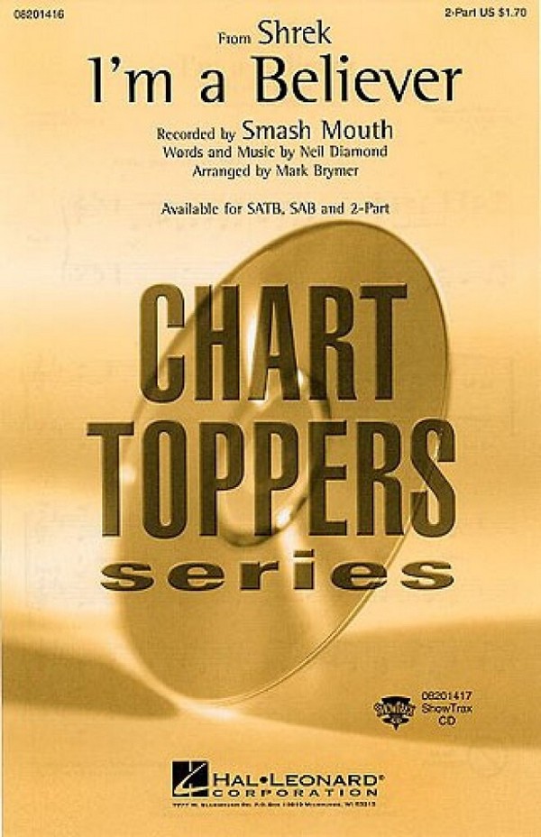 I'm a Believer  for 2-part chorus and piano  score
