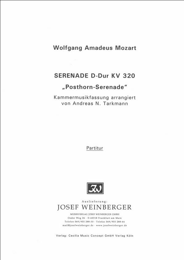 Posthorn-Serenade KV320 für&nbsp;&nbsp;8 Instrumente&nbsp;&nbsp;Partitur