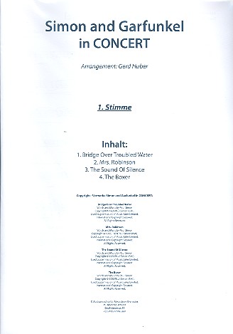 Simon and Garfunkel in Concert:  für Akkordeonorchester (4-4-4-3)  Stimmen