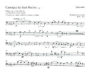 Cantique de Jean Racine op.11&nbsp;&nbsp;für gem Chor, Streichorchester und Orgel&nbsp;&nbsp;Violoncello