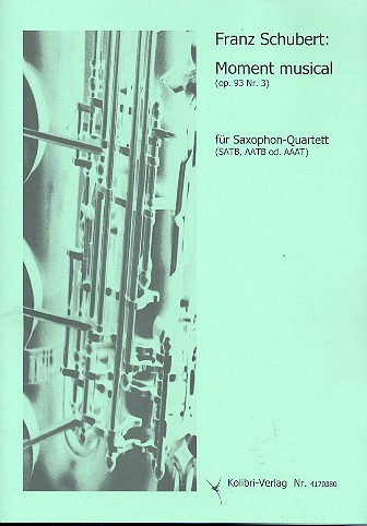 Moment musical f-Moll op.93,3  für 4 Saxophone (SATBar/AATBarTAAAT)  Partitur und Stimmen