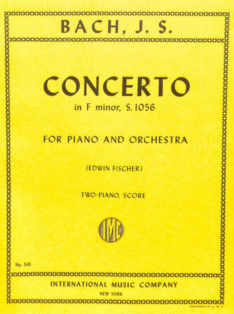 Konzert f-Moll BWV1056&nbsp;&nbsp;für Klavier und Orchester&nbsp;&nbsp;für 2 Klaviere, Spielpartitur