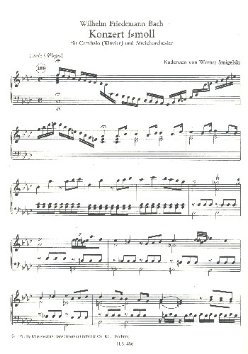 Kadenzen zum Konzert f-Moll für Cembalo&nbsp;&nbsp;(Klavier) und Streichorchester von W.Fr. Bach&nbsp;&nbsp;für Cembalo (Klavier)