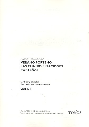 Verano porteno &nbsp;&nbsp;für Streichquartette&nbsp;&nbsp;Stimmen