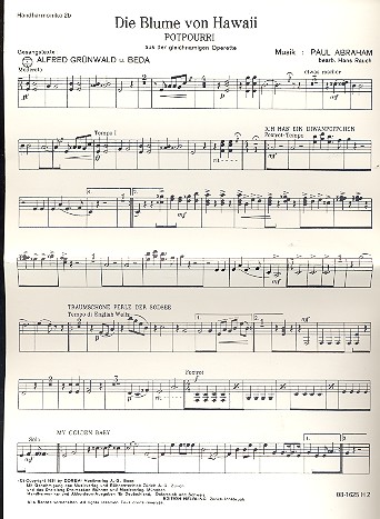 Die Blume von Hawaii: für  Potpourri  Handharmonika 2B 08-1625H2