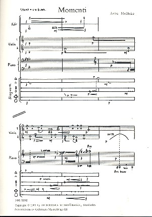 Momenti for mixed chorus, violin,&nbsp;&nbsp;piano and percussion&nbsp;&nbsp;score