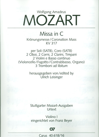 Missa C-Dur KV317 für Soli, gem Chor&nbsp;&nbsp;und Orchester&nbsp;&nbsp;Violine 1