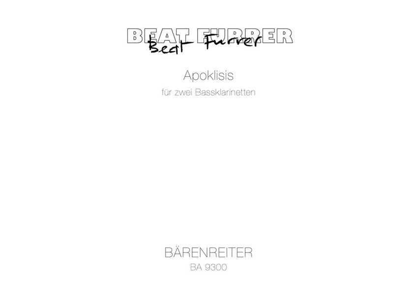 Apoklisis für 2 Bassklarinetten  Spielpartitur  