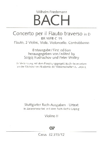 Konzert D-Dur BRWFBC15 für Flöte und&nbsp;&nbsp;Streichorchester&nbsp;&nbsp;Violine 2