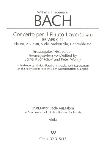 Konzert D-Dur BRWFBC15 für Flöte und&nbsp;&nbsp;Streichorchester&nbsp;&nbsp;Viola