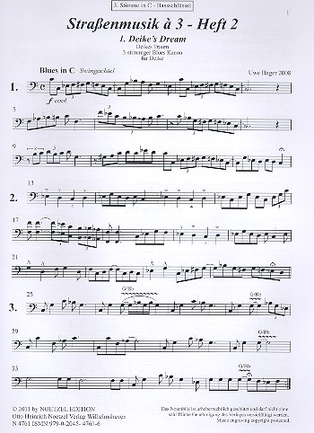 Strassenmusik à 3 Band 2 &nbsp;&nbsp;für 3 Trompeten (Klarinetten) (Bass ad lib)&nbsp;&nbsp;3. Stimme in C im Bassschlüssel