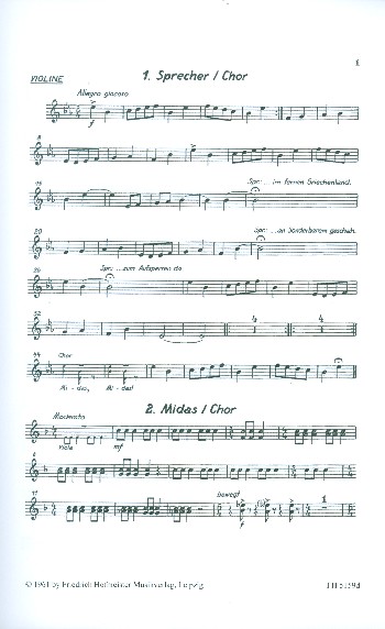 König Midas für Sprecher, Soli, Kinderchor  und Instrumente  Violine