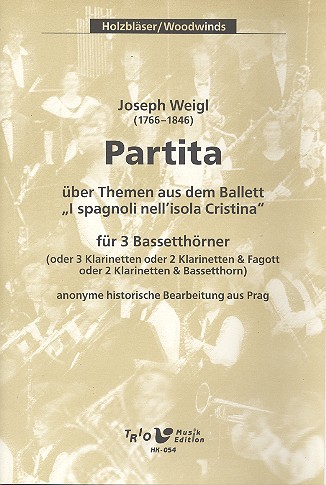 Partita über Themen aus I spagnoli  nell'isola Cristina für 3 Bassetthörner  Partitur und Stimmen