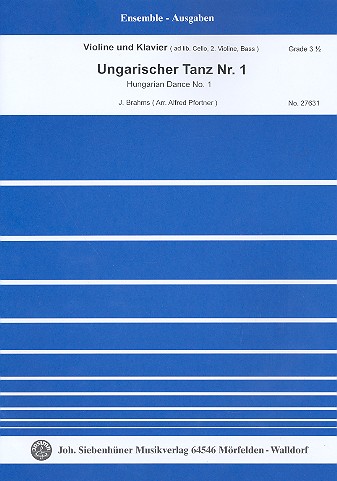 Ungarischer Tanz Nr.1 für Violine und&nbsp;&nbsp;Klavier (Violine 2, Violoncello, Kontrabass ad lib)&nbsp;&nbsp;Stimmen