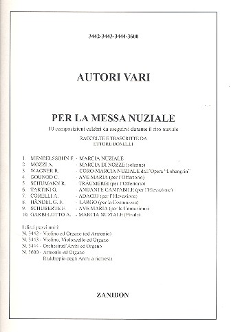 Per la mezza nuziale  per violino et organo  