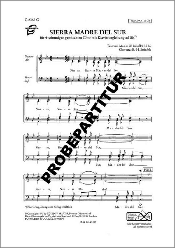 Sierra madre del sur&nbsp;&nbsp;für gem Chor und Klavier&nbsp;&nbsp;Chorpartitur