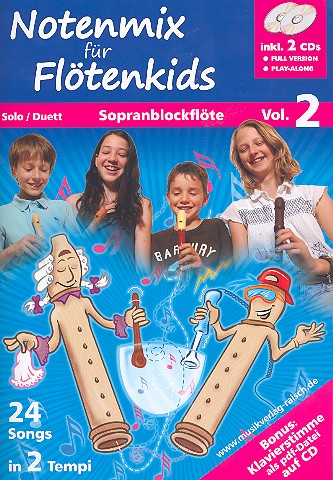 Notenmix für Flötenkids Band 2 (+2 CD's)  für 1-2 Sopranblockflöten  Spielpartitur