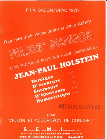 Films' Musics  pour violon et accordeon  partition et parties