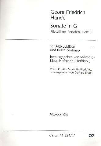 Sonate G-Dur für Altblockflöte und Bc&nbsp;&nbsp;Flötenstimme&nbsp;&nbsp;
